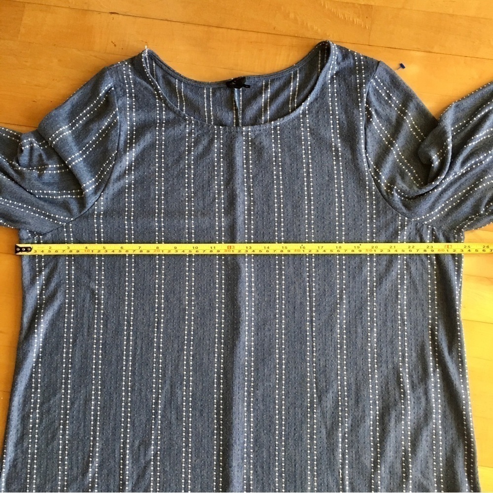 W5 Striped Top, Three Quarter Ruffle Sleeve, Blue, White, Size 3X - Picture 11 of 17